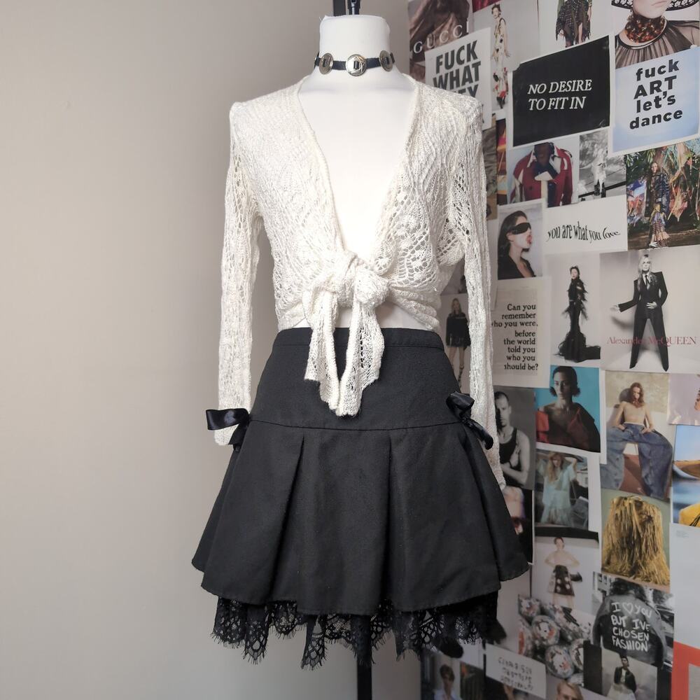 Open Knit Tie Front Cardigan Boho